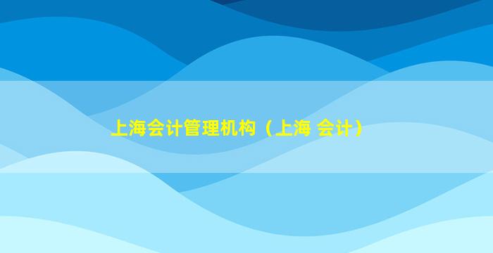 上海会计管理机构（上海 会计）